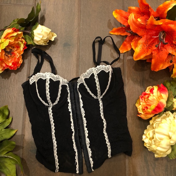 Sexy vintage y2k bustier corset black and white by rampage size 34C - Picture 6 of 7